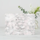 White Bokeh Light Elegant Glam Wedding Einladungen (Stehend Vorderseite)