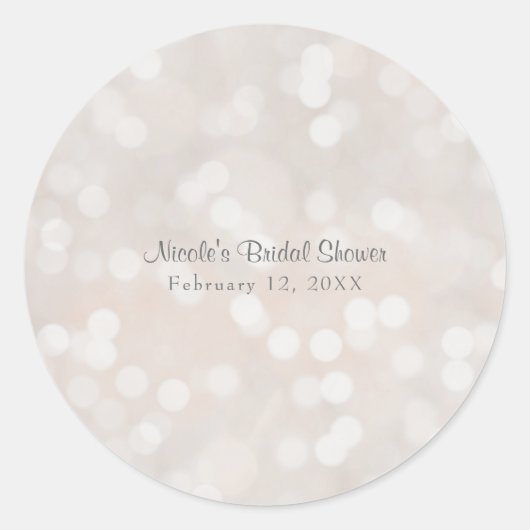 White Bokeh Moderner Glamour Chic Custom Gastgesch Runder Aufkleber (Vorderseite)