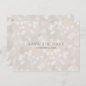 White Bokeh Moderner Glamour Chic Save the Date Ankündigungspostkarte (Vorne/Hinten)