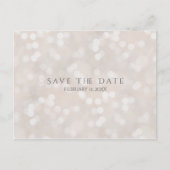 White Bokeh Moderner Glamour Chic Save the Date Ankündigungspostkarte (Vorderseite)