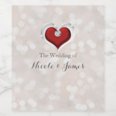 White Bokeh Red Valentine Glam Herz Weinmarken Weinetikett (Einzelnes Label)