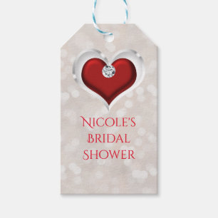 White Bokeh Red Valentine's Glam Heart Fevor Geschenkanhänger