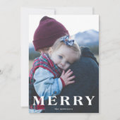 White Bold MERRY Weihnachtsfotokarte Feiertagskarte (Vorderseite)