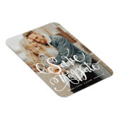 White Bold Modern Calligraphy Save the Date Magnet (Rechte Seite)