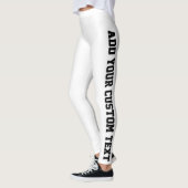 White Bold Personalized Custom Text Vertical Leggings (Links)