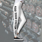White Bold Personalized Custom Text Vertical Leggings