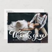 White Bold Retro Script Foto Hochzeit Vielen Dank Postkarte (Vorne/Hinten)