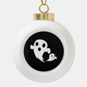 White Boo Keramik Kugel-Ornament