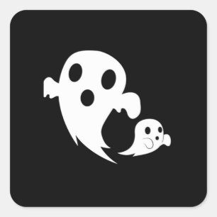 White Boo Quadratischer Aufkleber