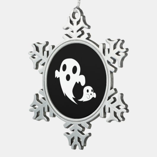 White Boo Schneeflocken Zinn-Ornament (Rechts)