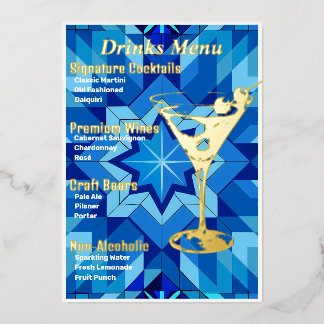 White Border Gold Foiled Beverage Menü