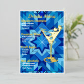White Border Gold Foiled Beverage Menü (Stehend vorne)