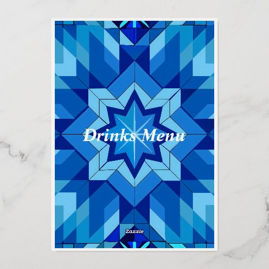 White Border Gold Foiled Beverage Menü (Rückseite)