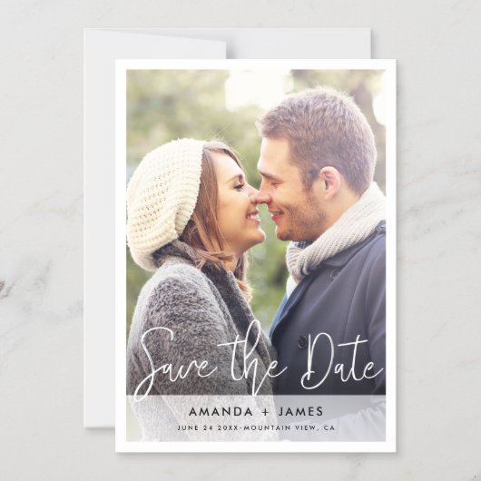 White Border Simple Modern Script Magneteinladung (Vorderseite)