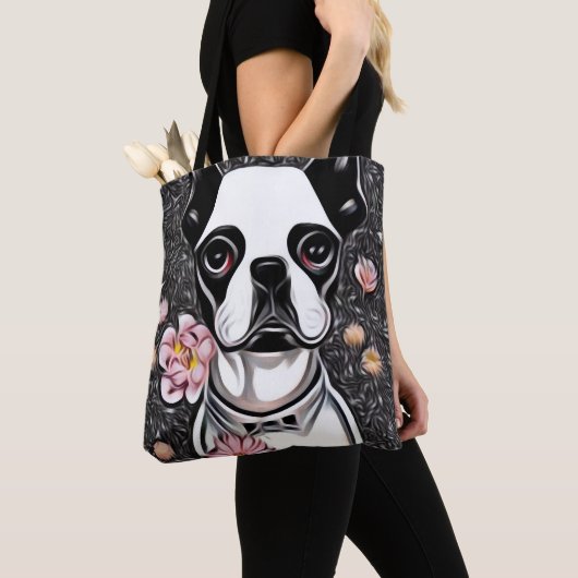 White Boston Terrier Tasche (Von Nahem)