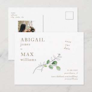 White Botanical Foto Wedding Rettete unser Datum I Postkarte