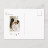 White Botanical Foto Wedding Rettete unser Datum I Postkarte (Rückseite)