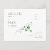 White Botanical Foto Wedding Rettete unser Datum I Postkarte (Vorderseite)