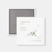 White Botanical Wedding Rettete unseren Date Gold  Magnet (Vorderseite/Rückseite)