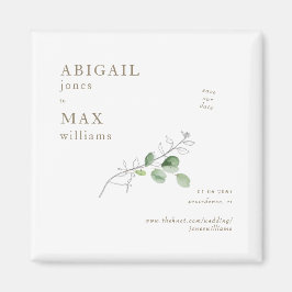 White Botanical Wedding Rettete unseren Date Gold  Magnet