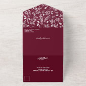 White Botanicals Burgundy No Envelopding Hochzeit All In One Einladung (Außenbereich)
