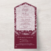 White Botanicals Burgundy No Envelopding Hochzeit All In One Einladung (Innen Boden)