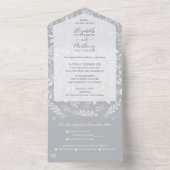 White Botanicals Gray No Envelopes Wedding All In One Einladung (Innen Boden)