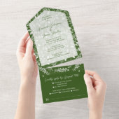 White Botanicals Green No Envelopding Hochzeit All In One Einladung (Abreißen)