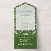 White Botanicals Green No Envelopding Hochzeit All In One Einladung (Innen Boden)