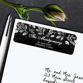 White Botanicals on Black Return Address