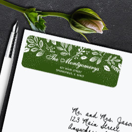 White Botanicals on Green Return Address