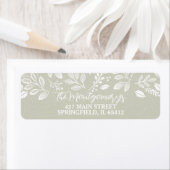 White Botanicals on Sage Green Return Address (Insitu)