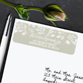 White Botanicals on Sage Green Return Address