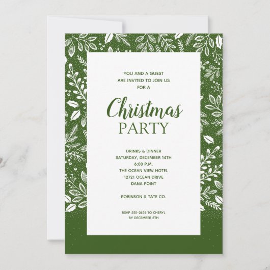 White Botanicals Weihnachtsfeiertage Einladungen (Vorderseite)