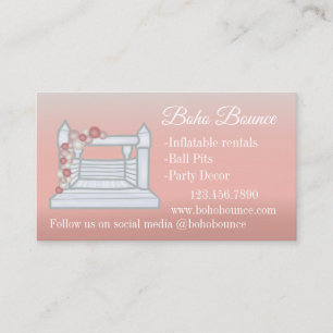 White Bounce House Aufblasbare Party Rentals Pink Visitenkarte