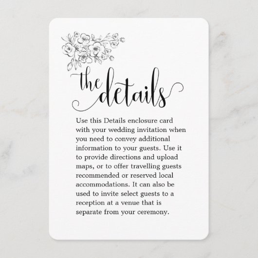 White Bouquet machen wir kalligraphische Hochzeits Begleitkarte (Vorderseite)