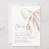 White Bow 22 Geburtstag Einladung (Vorderseite)