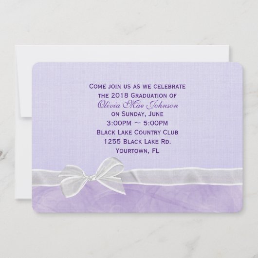 White Bow Abschluss Einladung (Vorderseite)
