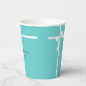 White Bow auf Aquamarin Blue Custom Pappbecher (Links)