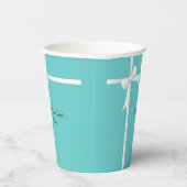 White Bow auf Aquamarin Blue Custom Pappbecher (Rechts)