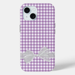 White Bow auf Lila Gingham Case-Mate iPhone Hülle