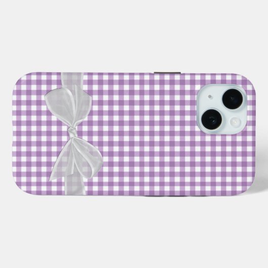 White Bow auf Lila Gingham Case-Mate iPhone Hülle (Rückseite (Horizontal))