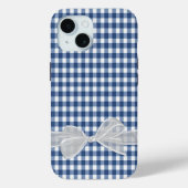 White Bow auf Navy Blue Gingham Case-Mate iPhone Hülle (Rückseite)