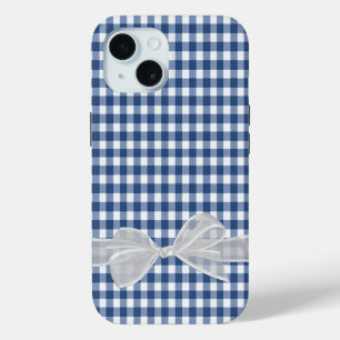 White Bow auf Navy Blue Gingham Case-Mate iPhone Hülle