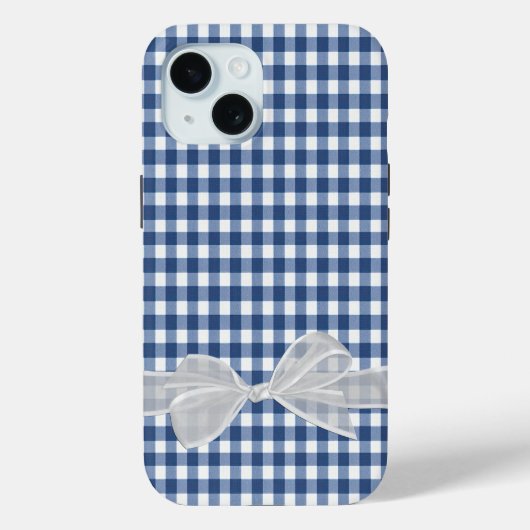 White Bow auf Navy Blue Gingham Case-Mate iPhone Hülle (Rückseite)