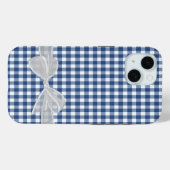 White Bow auf Navy Blue Gingham Case-Mate iPhone Hülle (Rückseite (Horizontal))