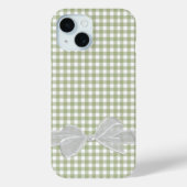 White Bow auf Sage Green Gingham Case-Mate iPhone Hülle (Rückseite)