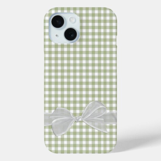 White Bow auf Sage Green Gingham Case-Mate iPhone Hülle (Rückseite)
