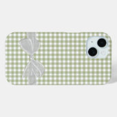 White Bow auf Sage Green Gingham Case-Mate iPhone Hülle (Rückseite (Horizontal))