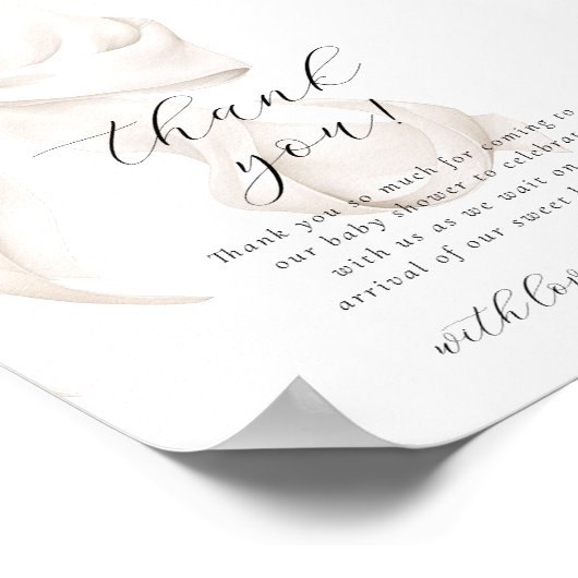 White Bow Baby Dusche Danke Karte Poster (Ecke)